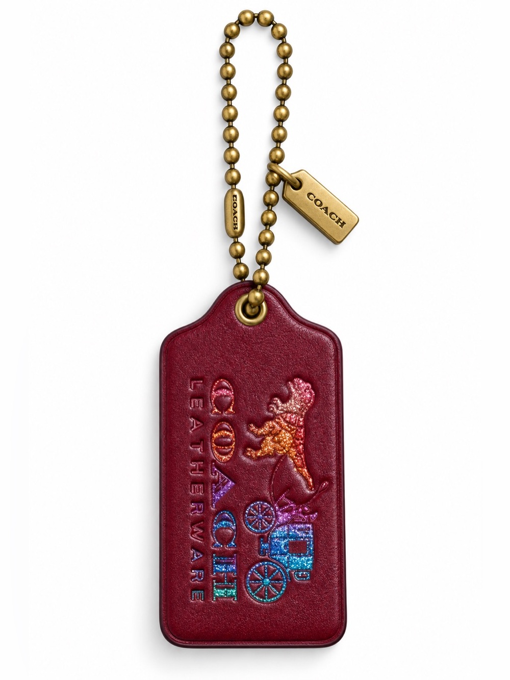 Coach Rexy Carriage Glitter Rainbow Leather Hangtag 89030 Oxblood
